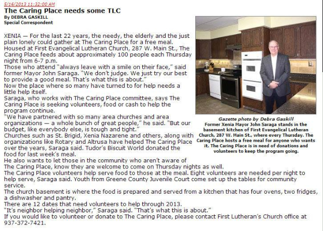John Saraga-Caring Place Article